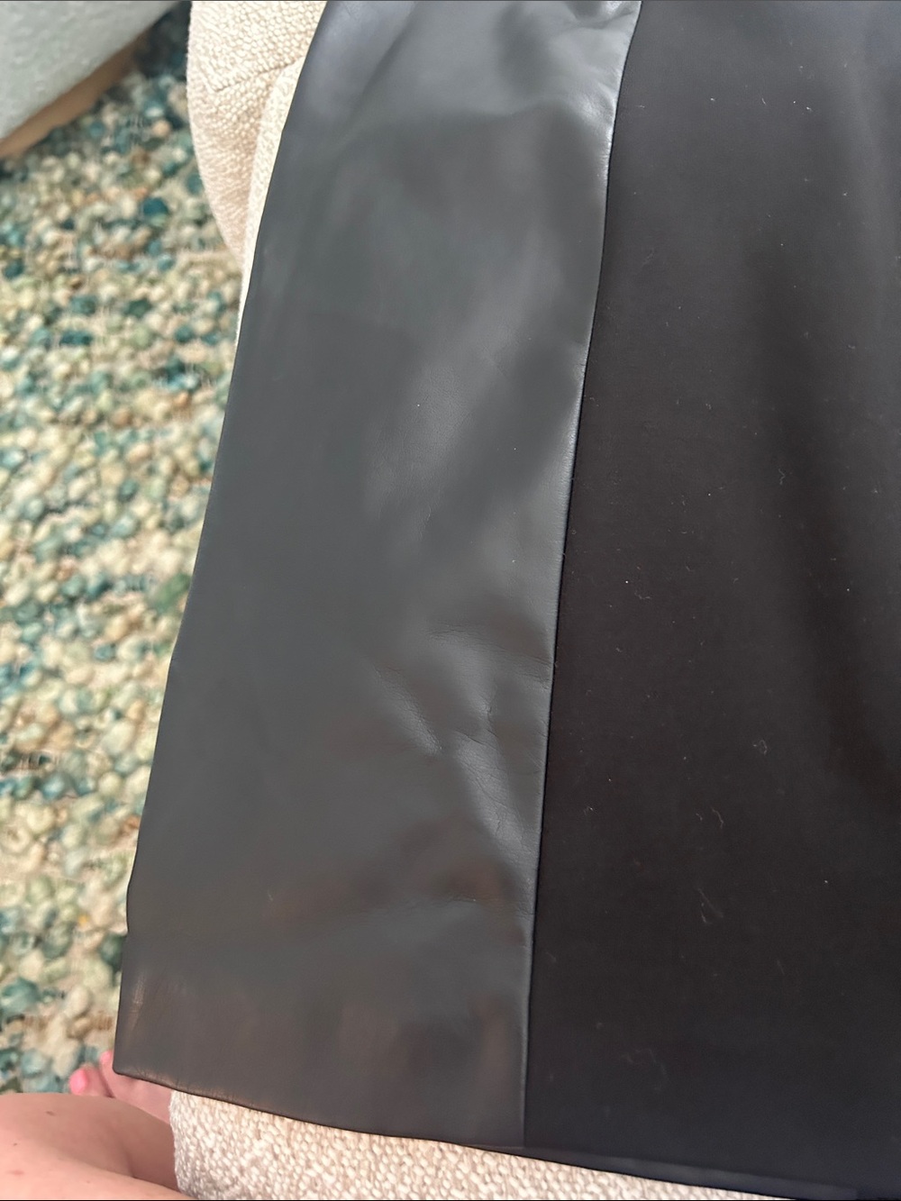 Ralph Lauren Black Pencil Skirt with Faux Leather Panels - Picture 3 of 3